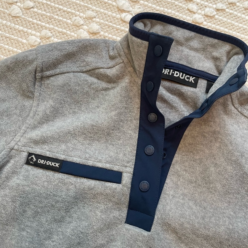 Dri Duck Gray and Blue Pullover